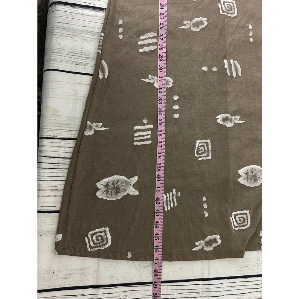 Jostar Vintage Brown Abstract Print Slinky Maxi Dress Womens L Short Sleeve USA - Picture 9 of 9